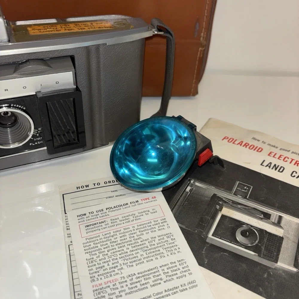 Polaroid Electric Eye Land Camera Model J66 In Original Case With Flash And More